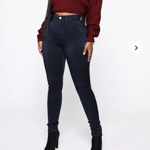 Fashion Nova High Rise Dark Wash Skinny Jeans
